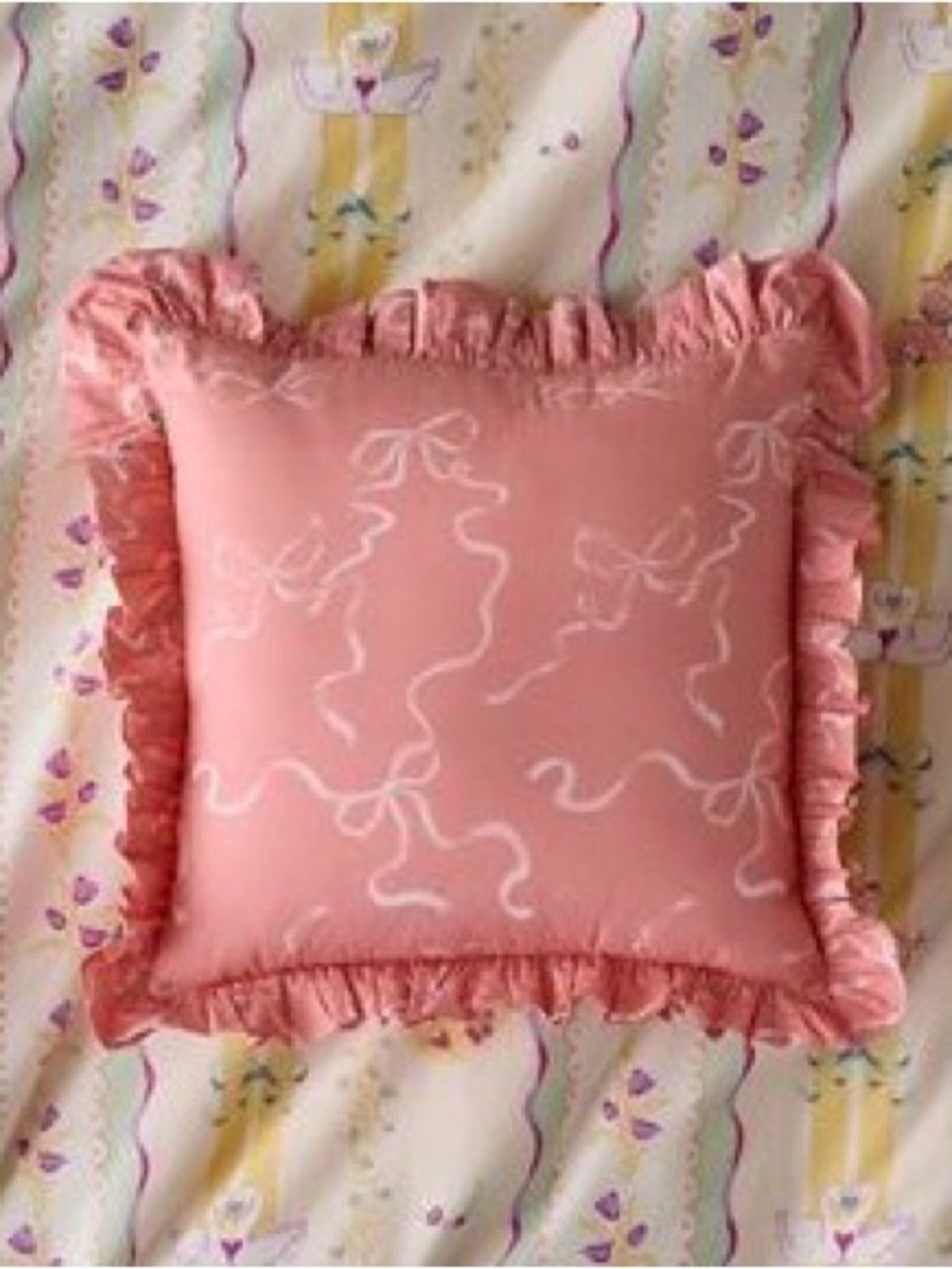 Urban Outfitters Decorative Throw Pillow with Bow Harper Ruffle Throw Pillow NEW